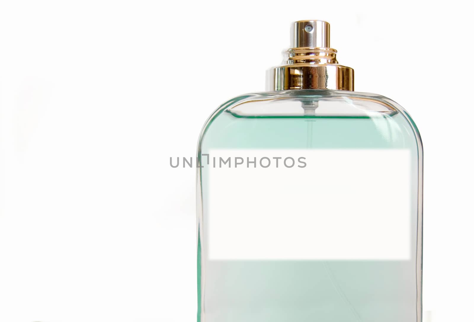 Perfume on a white background with empty blank label for fulfillment.