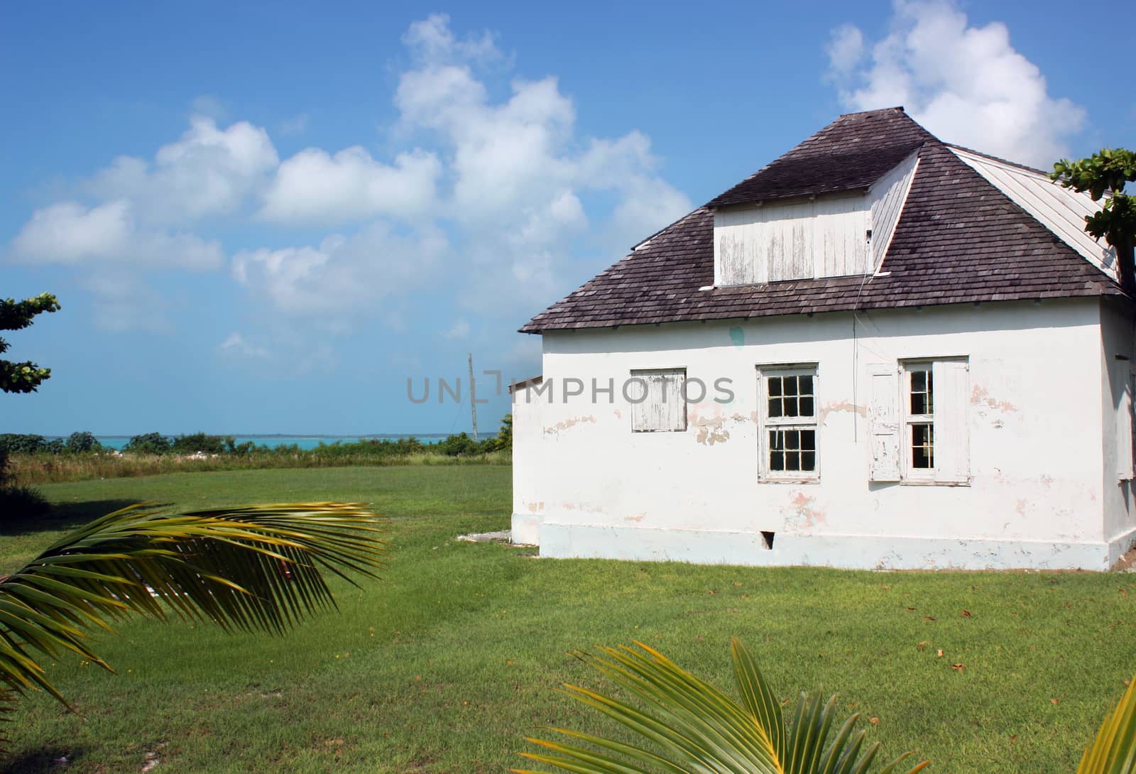 Old abandoned house on the beach