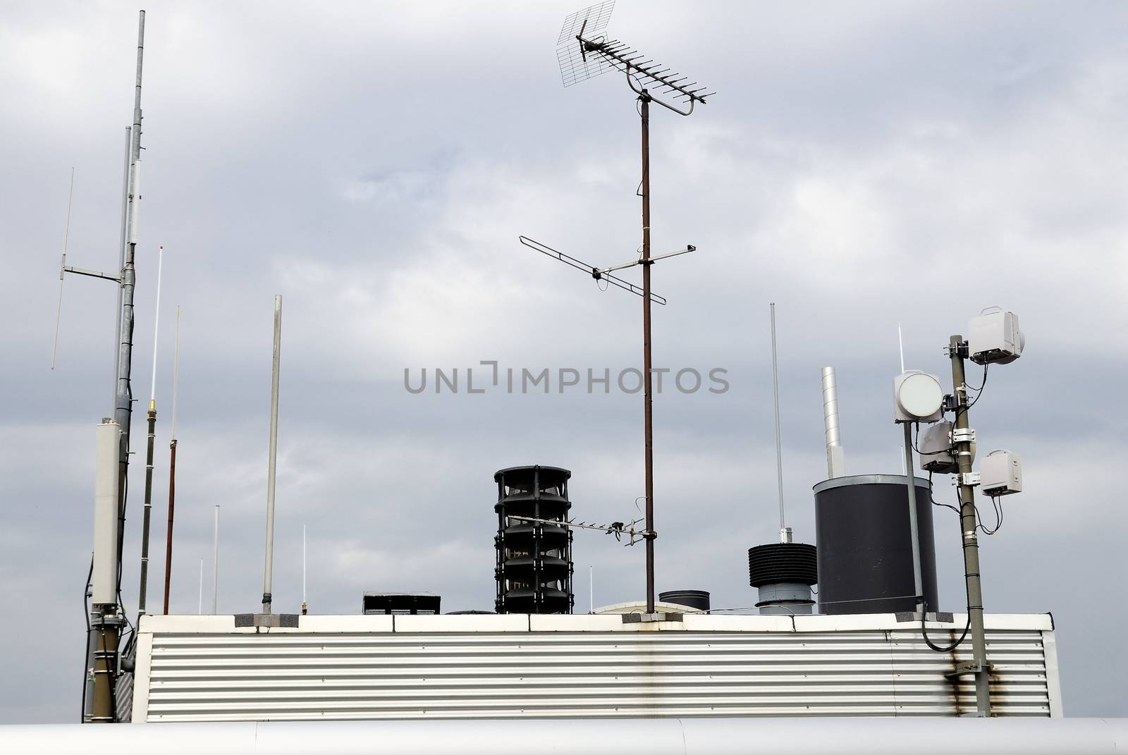 A Communications tower on top of a building