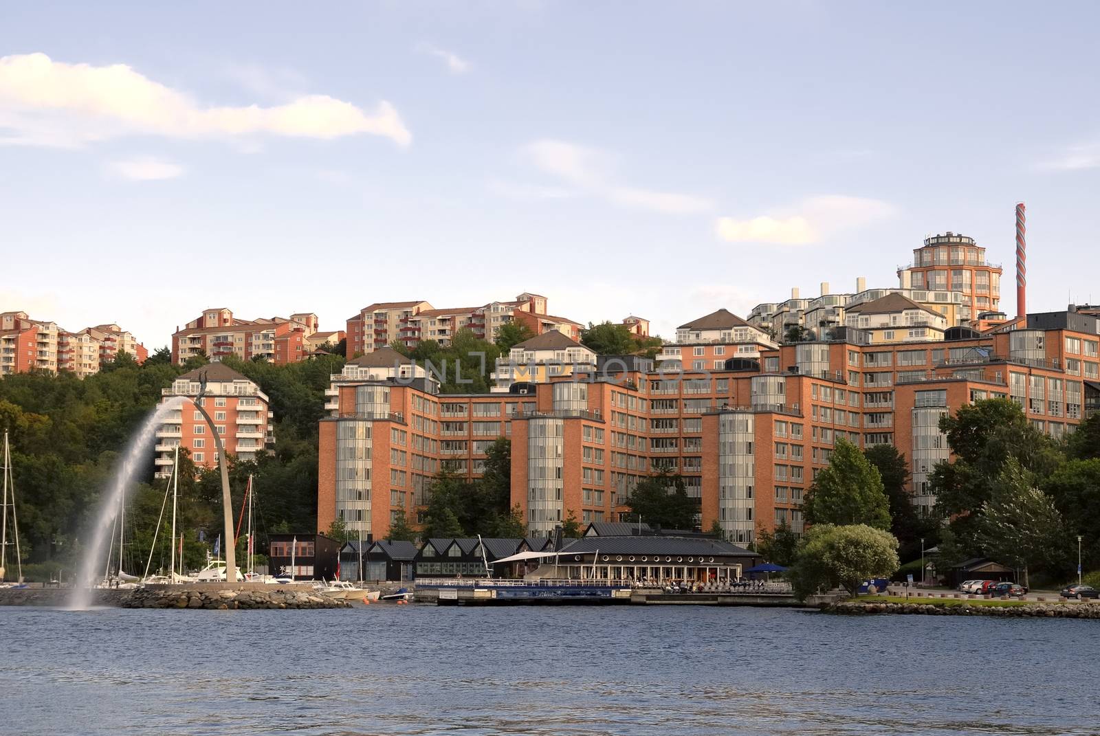 Stockholm embankment with boats.