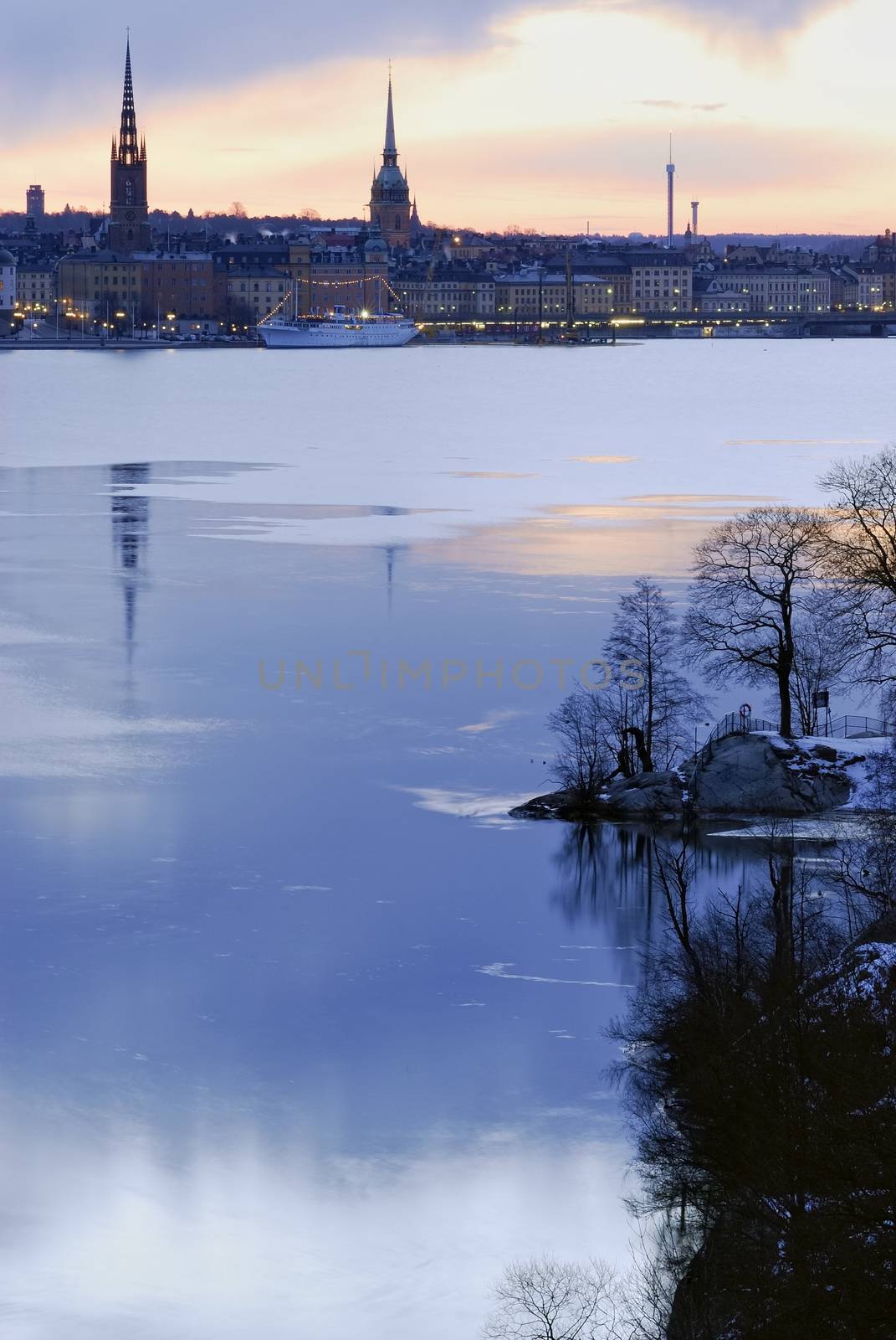 Stockholm silhouette with famous landmarks by a40757