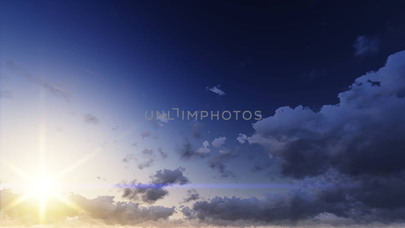 Sunset. blue sky and clouds by teerawit