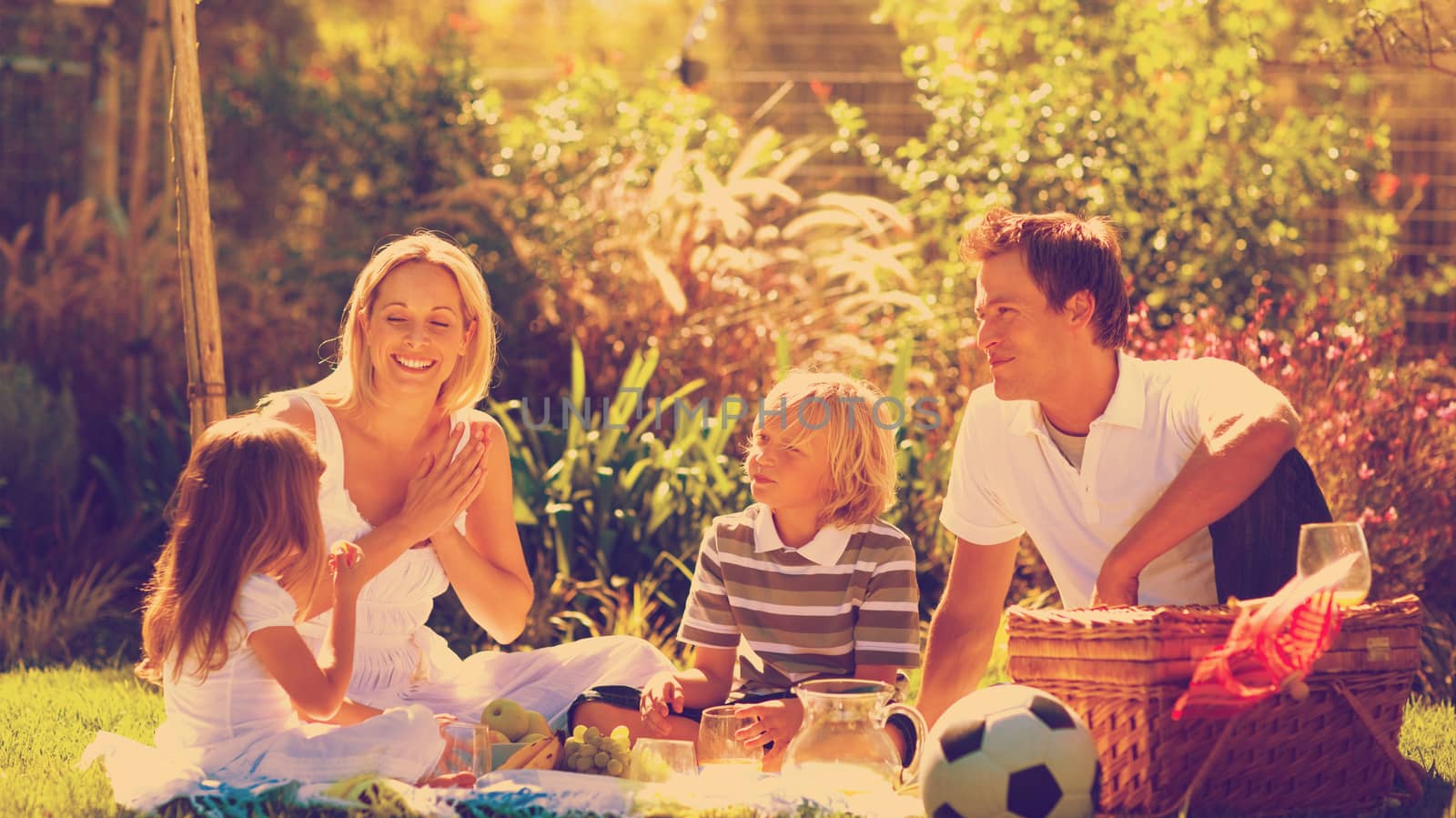 Happy family having a picnic in a park