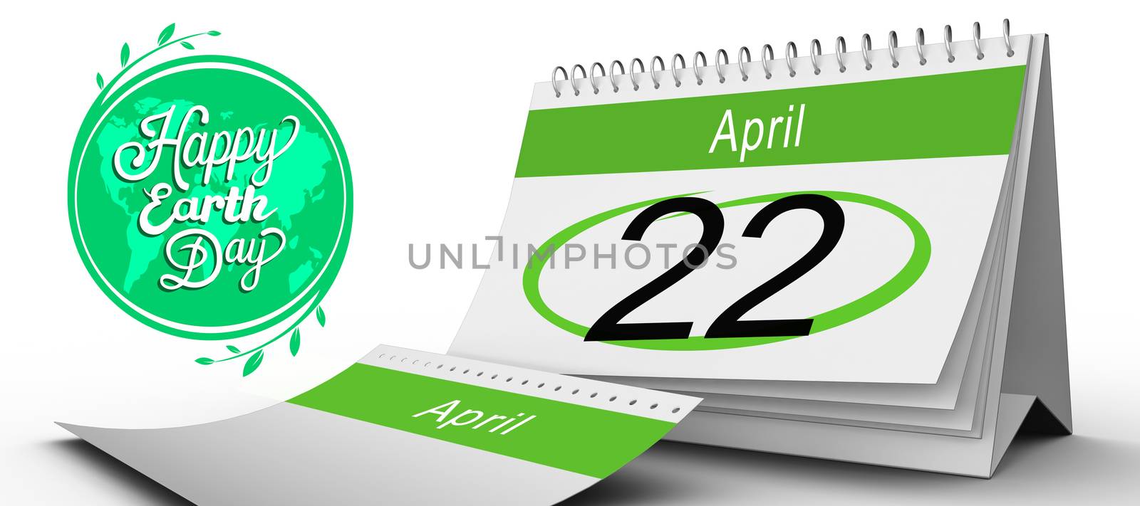April calendar against earth day graphic