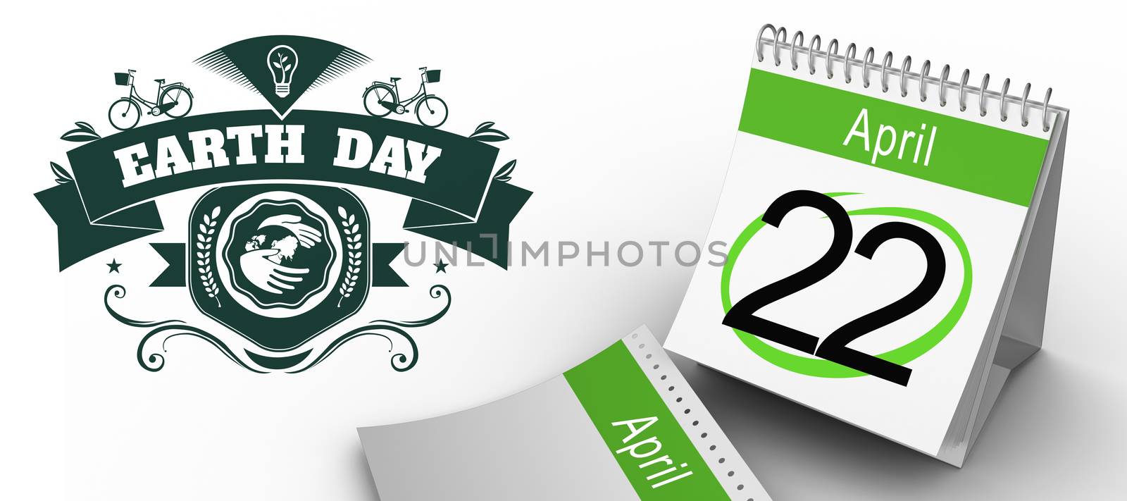 April calendar against earth day graphic