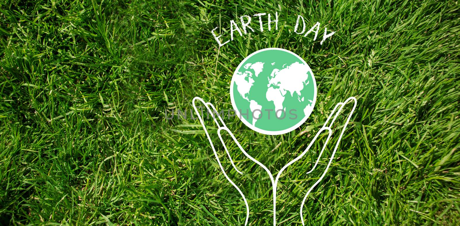 Earth Day Graphic against grass background