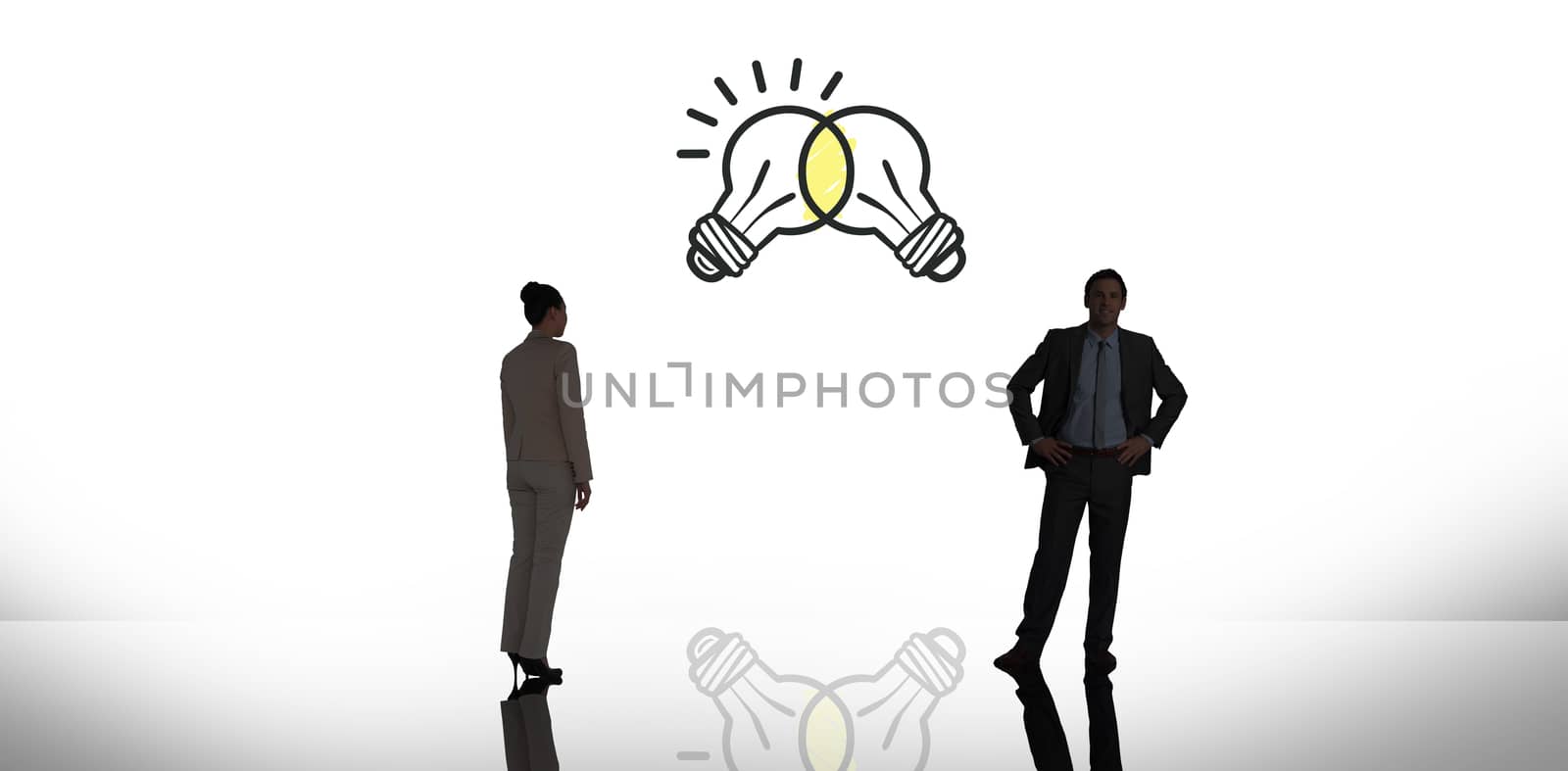 Businesswoman standing against white background with vignette