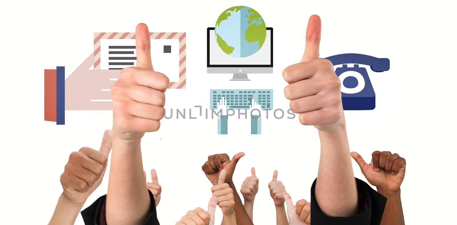 Composite image of hands showing thumbs up by Wavebreakmedia