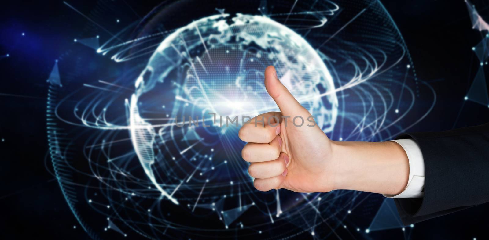 Composite image of hand showing thumbs up by Wavebreakmedia