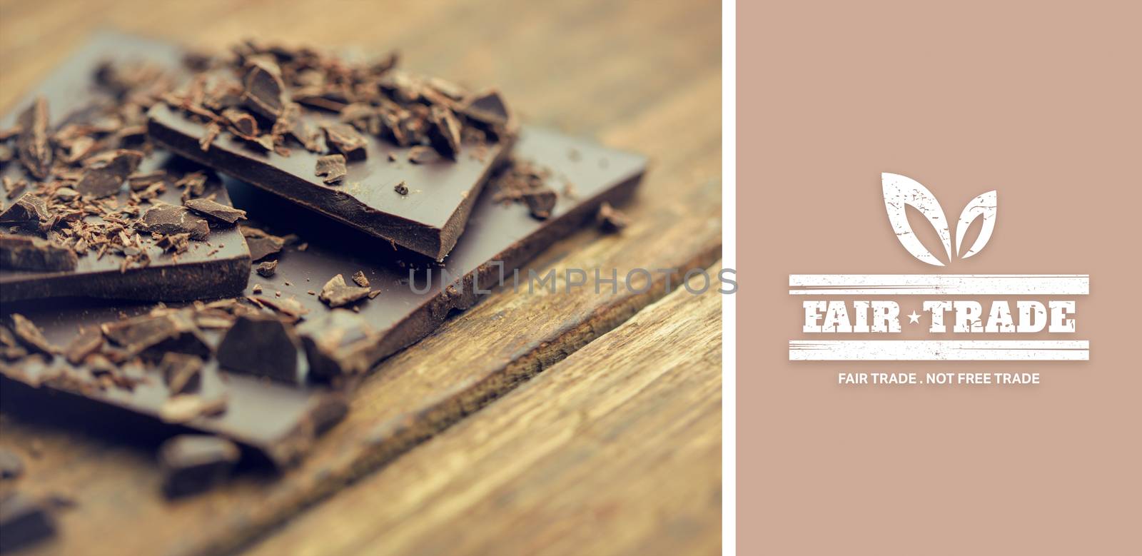 fair trade stamp against chocolate