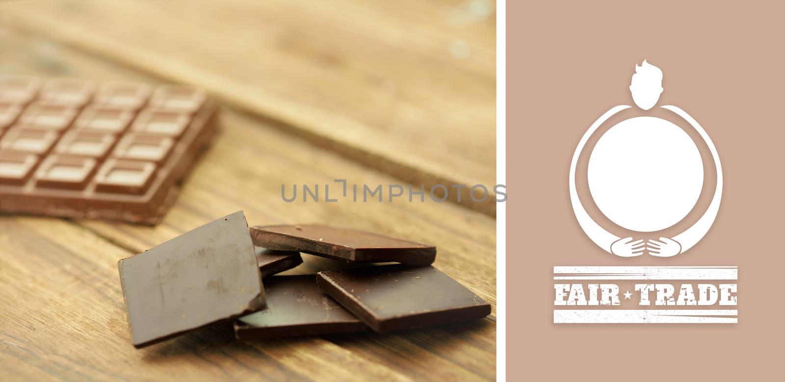 Fair Trade graphic against chocolate 