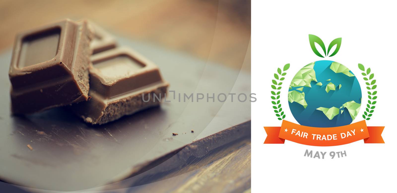 Fair Trade graphic against chocolate