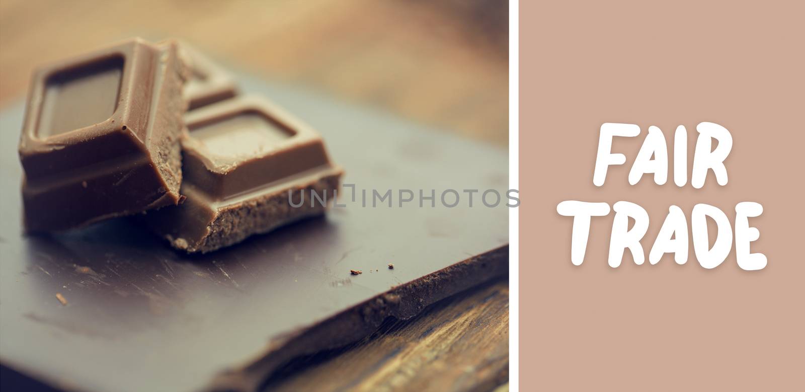 Fair Trade graphic against chocolate