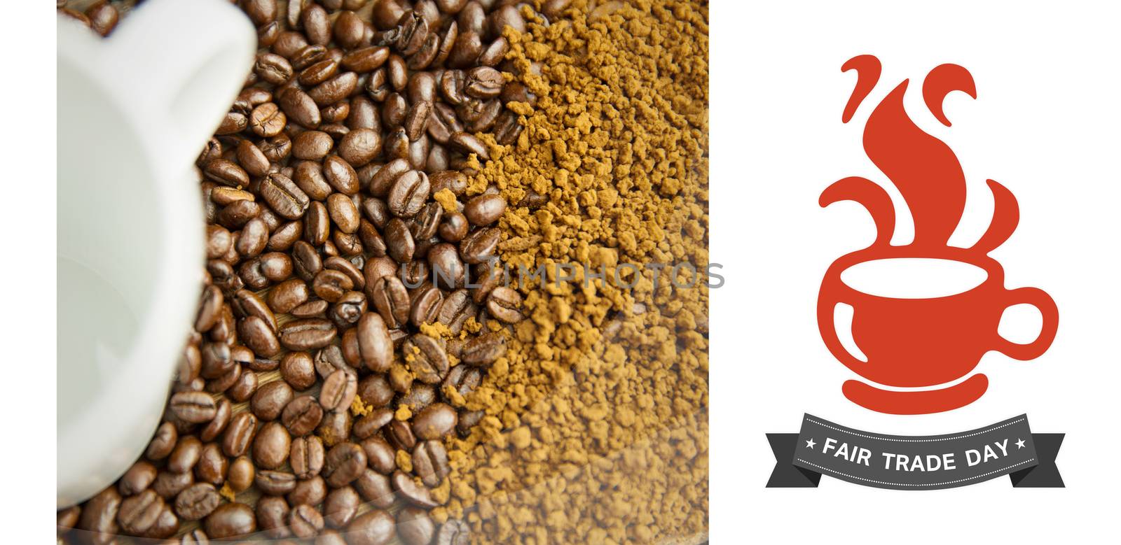 Fair Trade graphic against coffee