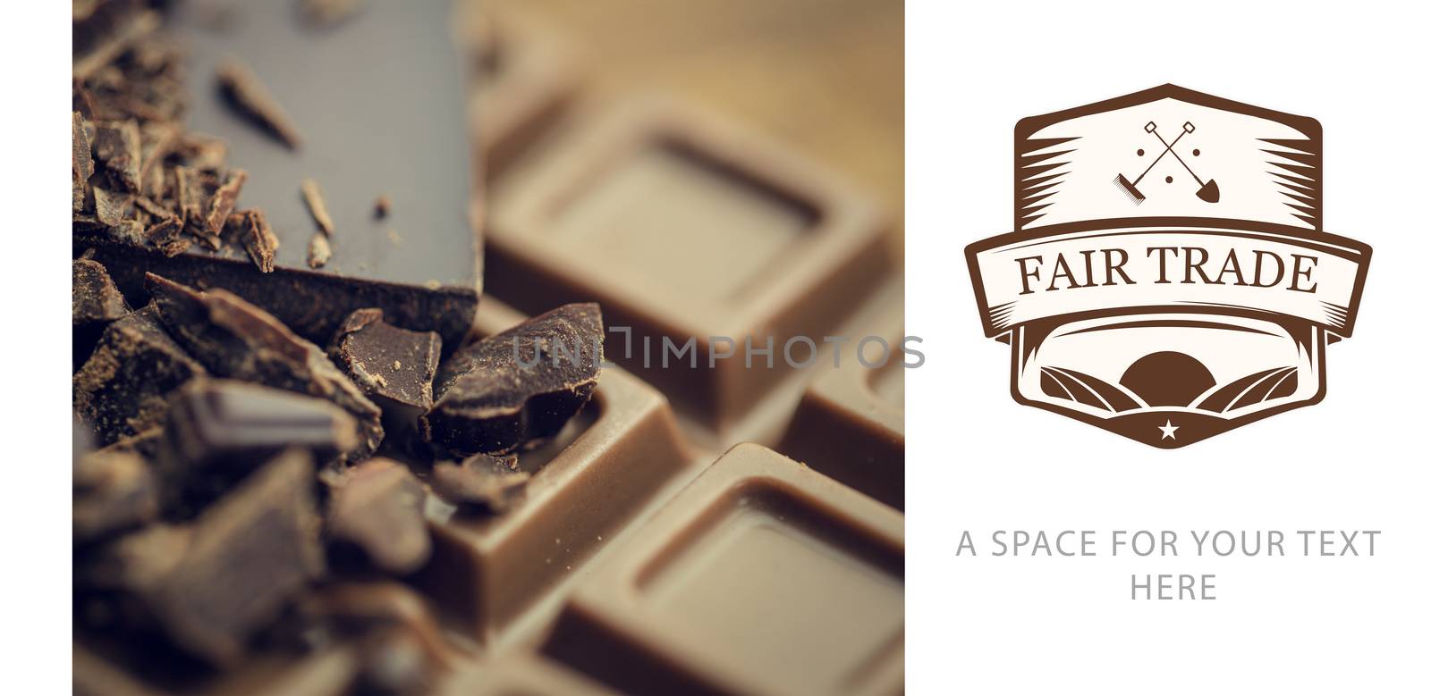 Fair Trade graphic against chocolate