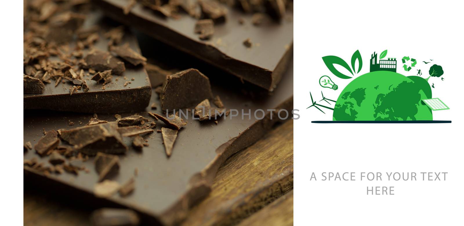 Fair Trade graphic against chocolate