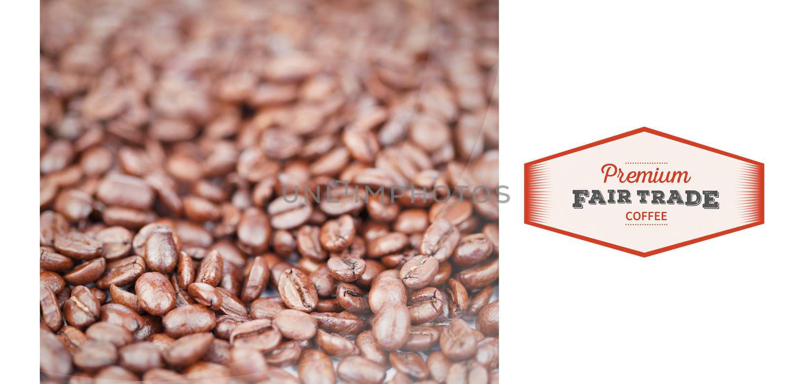 Fair Trade graphic against coffee beans 