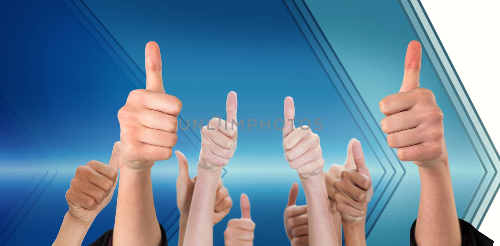 Composite image of hands showing thumbs up by Wavebreakmedia