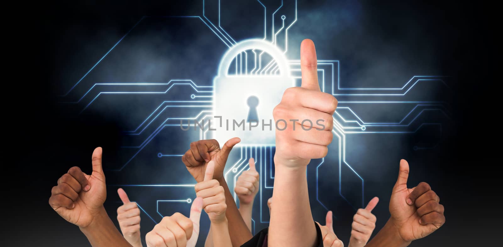 Composite image of hands showing thumbs up by Wavebreakmedia