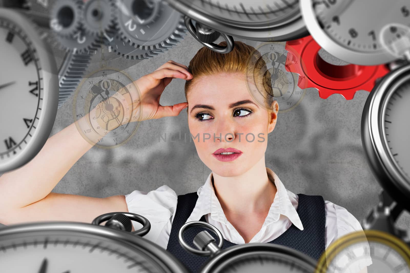 Composite image of thinking redhead businesswoman by Wavebreakmedia