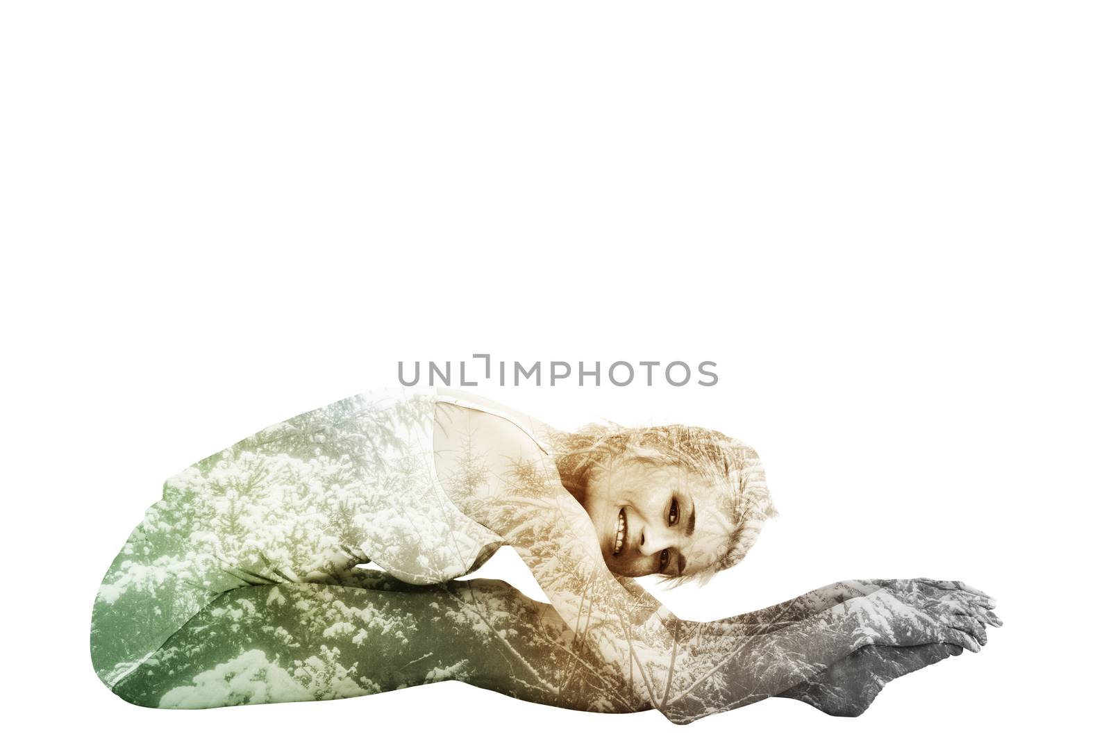 Composite image of toned woman doing the paschimottanasana pose by Wavebreakmedia