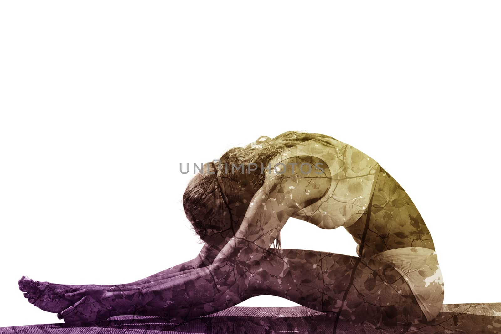 Composite image of gorgeous fit blonde in seated forward bend pose  by Wavebreakmedia