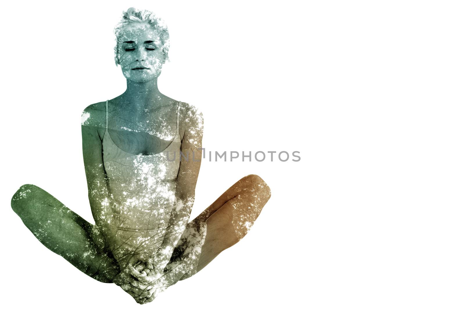 Composite image of toned woman doing the butterfly stretch by Wavebreakmedia