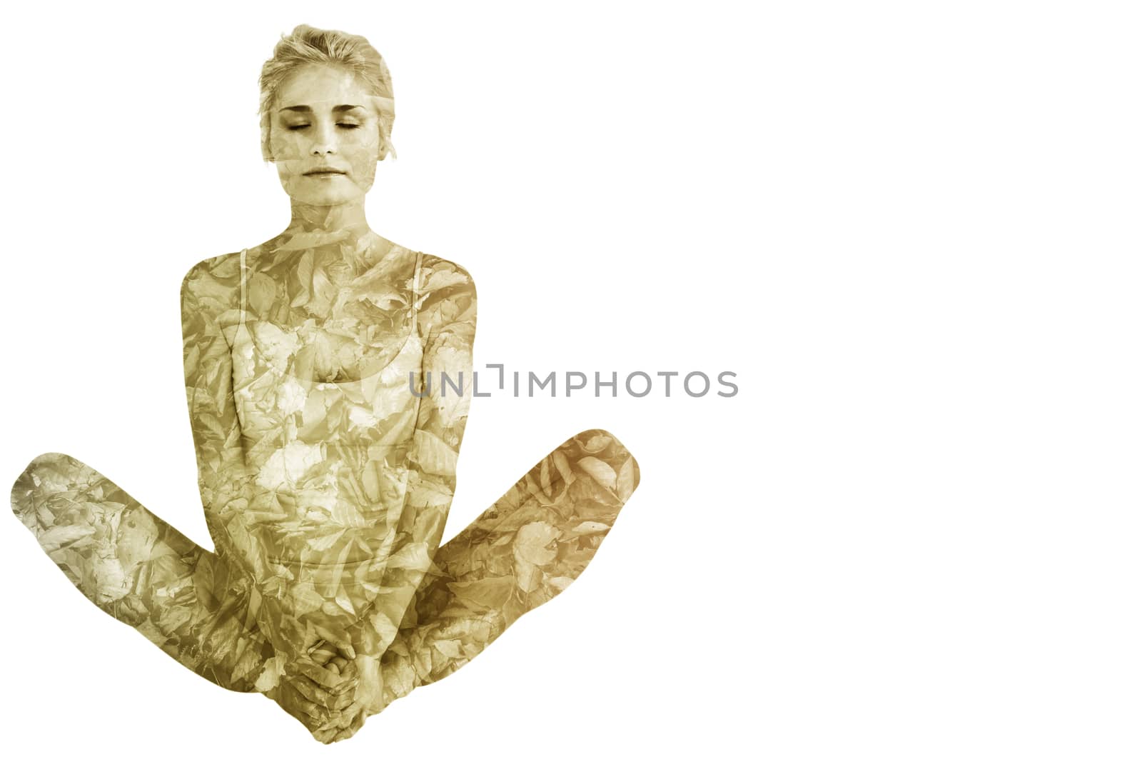 Composite image of toned woman doing the butterfly stretch by Wavebreakmedia