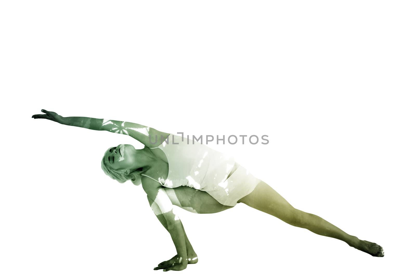 Composite image of full length of a sporty young woman practicing yoga by Wavebreakmedia