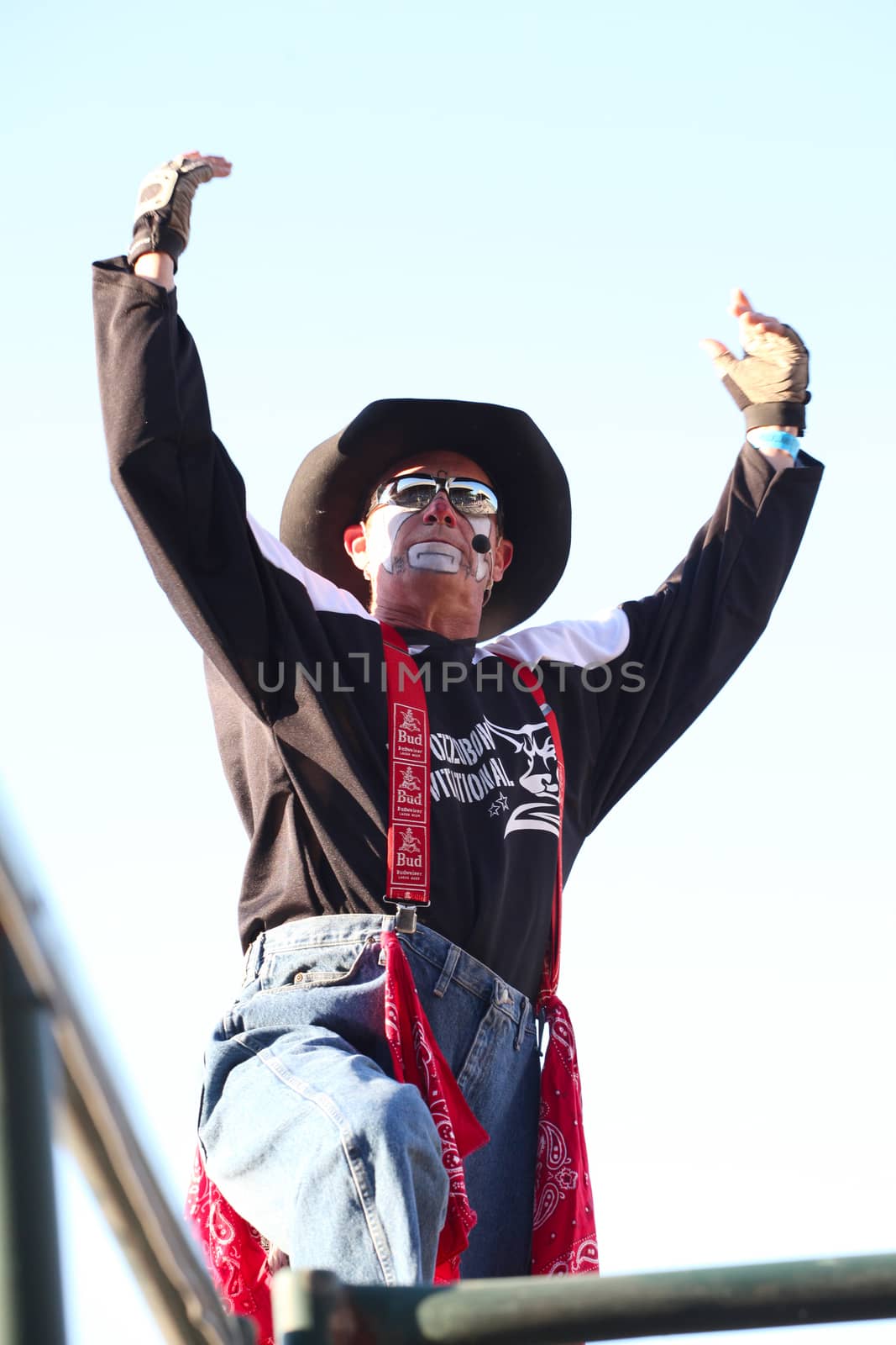 MERRITT, B.C. CANADA - May 30, 2015: Rodeo clown at The 3rd Annual Ty Pozzobon Invitational PBR Event.