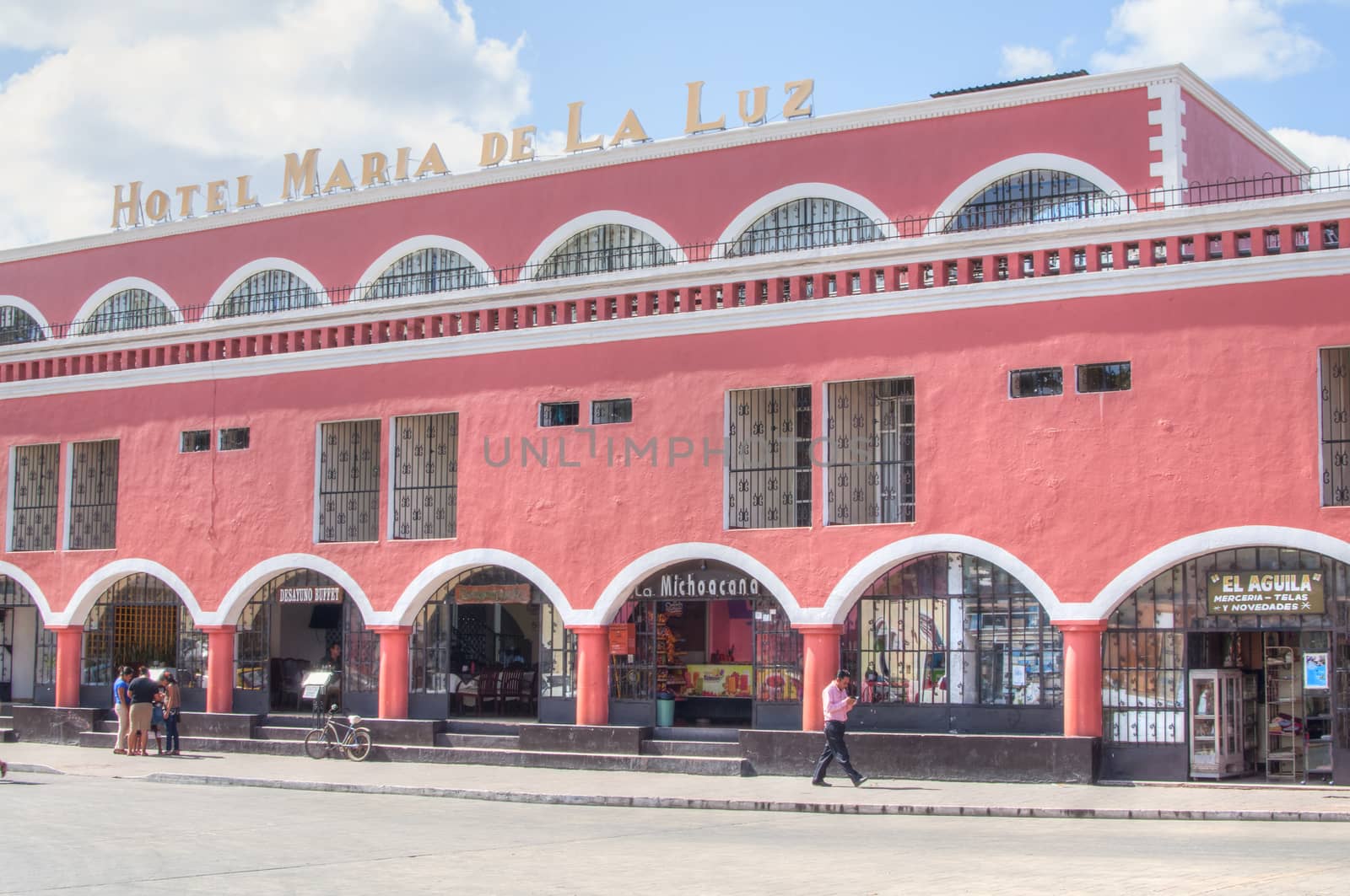 VALLADOLID, MEXICO - JANUARY 20, 2015: Hotel Maria de La Luz next to the town square in Valladolid, Mexico offers 70 rooms in a beautiful colonial style building