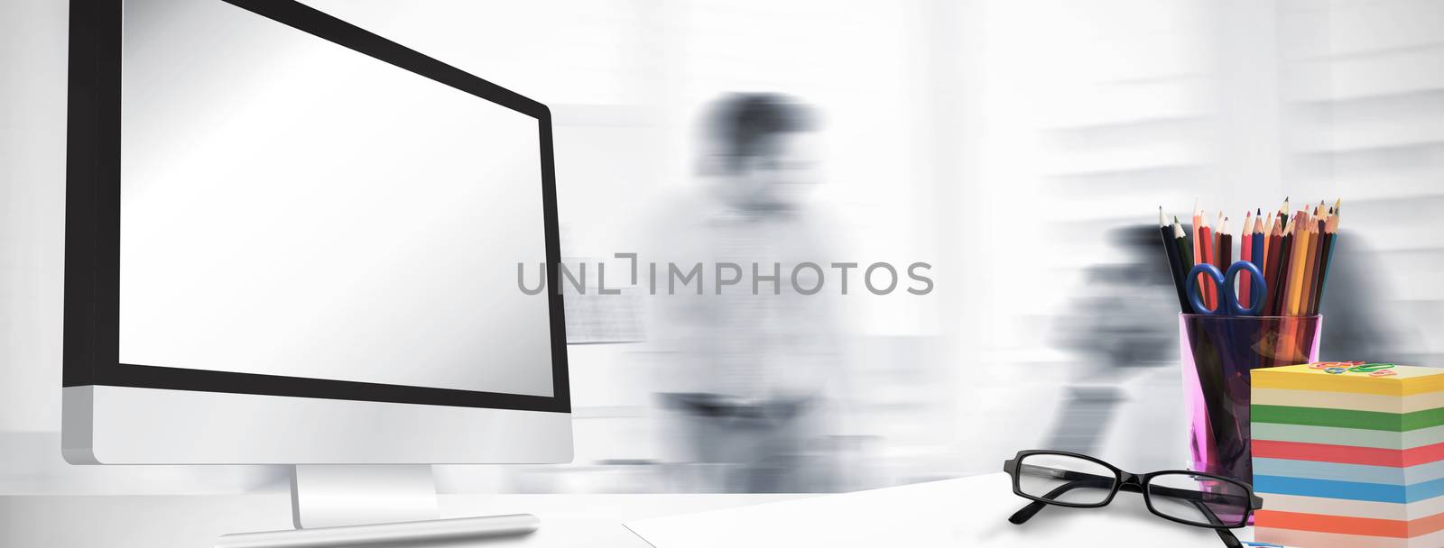 Computer screen against business people in office at presentation