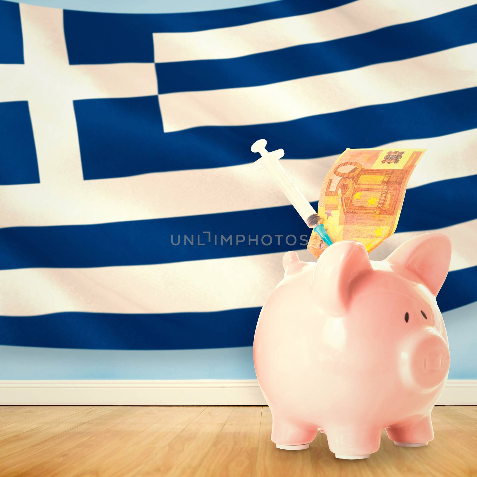 Health insurance concept against digitally generated greek national flag