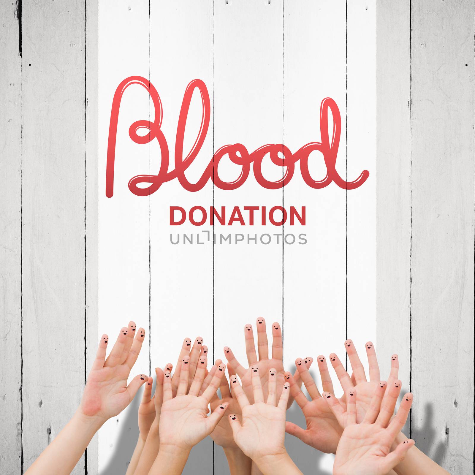 Blood donation against white wood