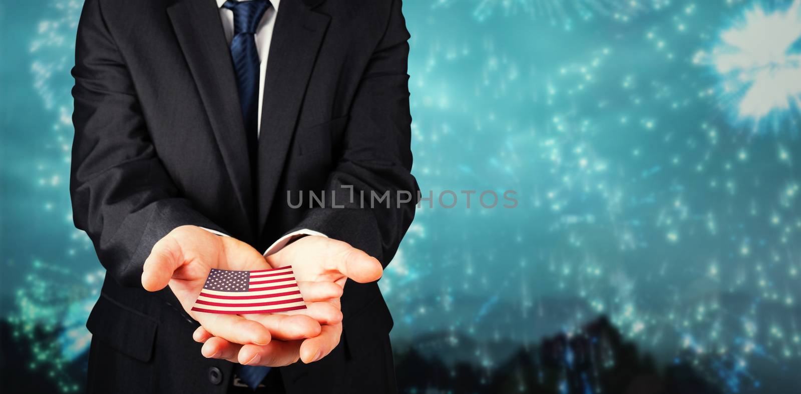 Composite image of mature businessman holding his hands out by Wavebreakmedia