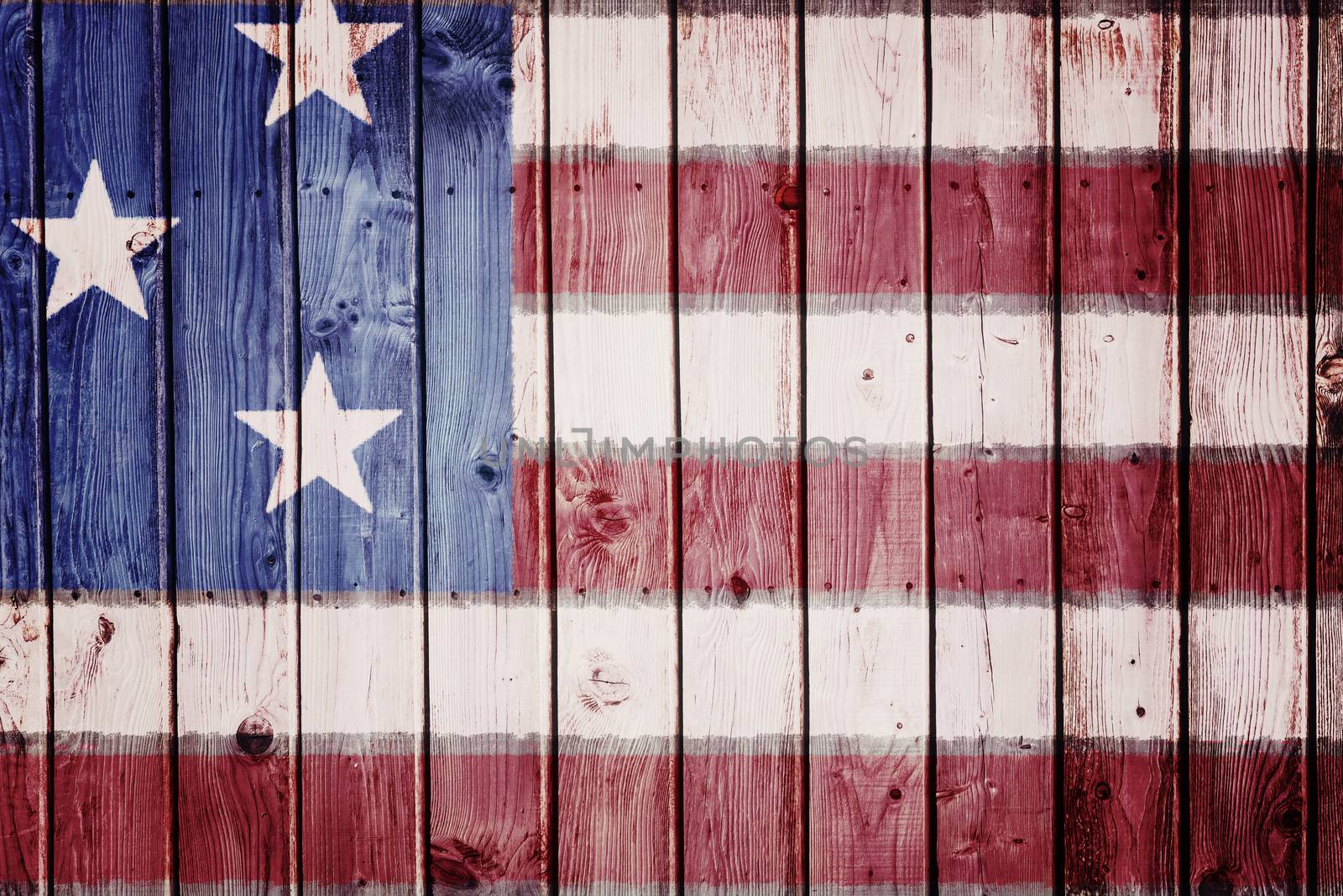 Usa national flag against digitally generated grey wooden planks