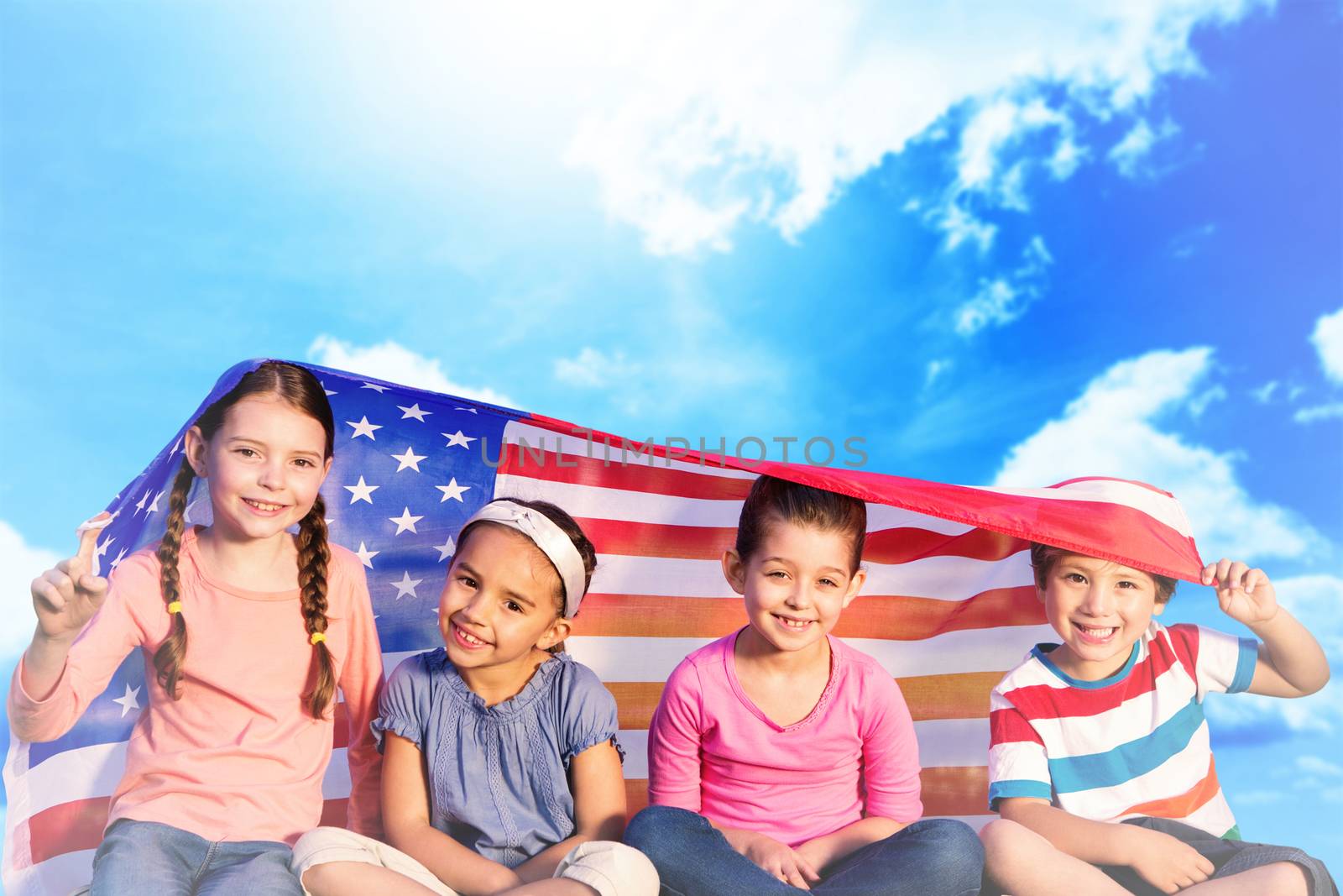 Composite image of children with american flag by Wavebreakmedia