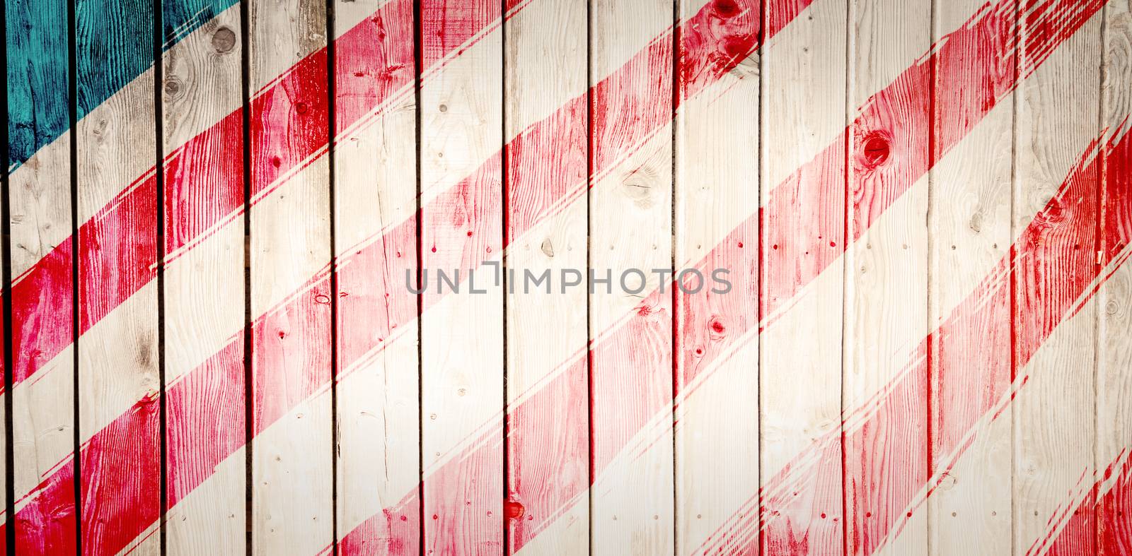 Independence day graphic against wooden planks