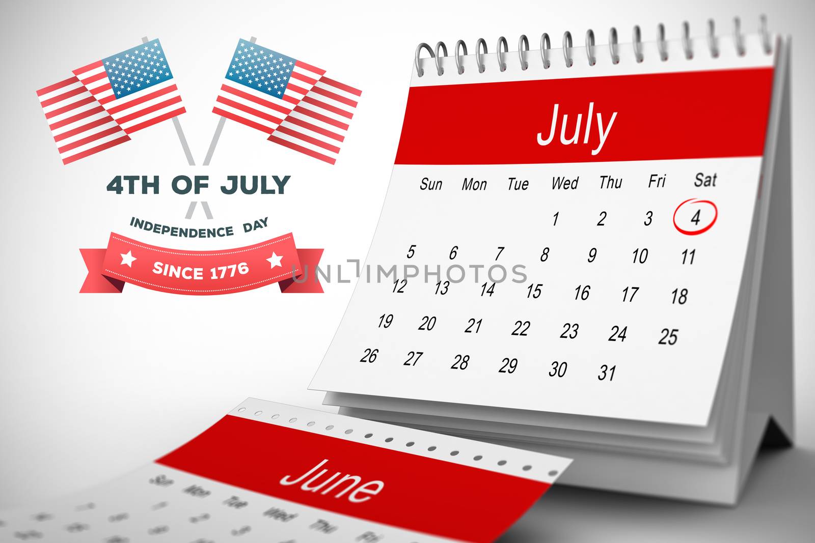 Independence day graphic against white background with vignette