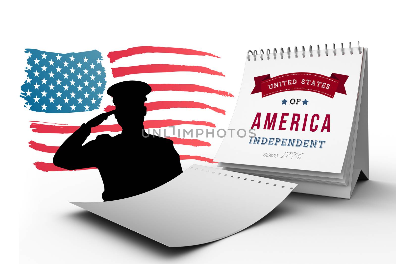 Independence day graphic against white background with vignette