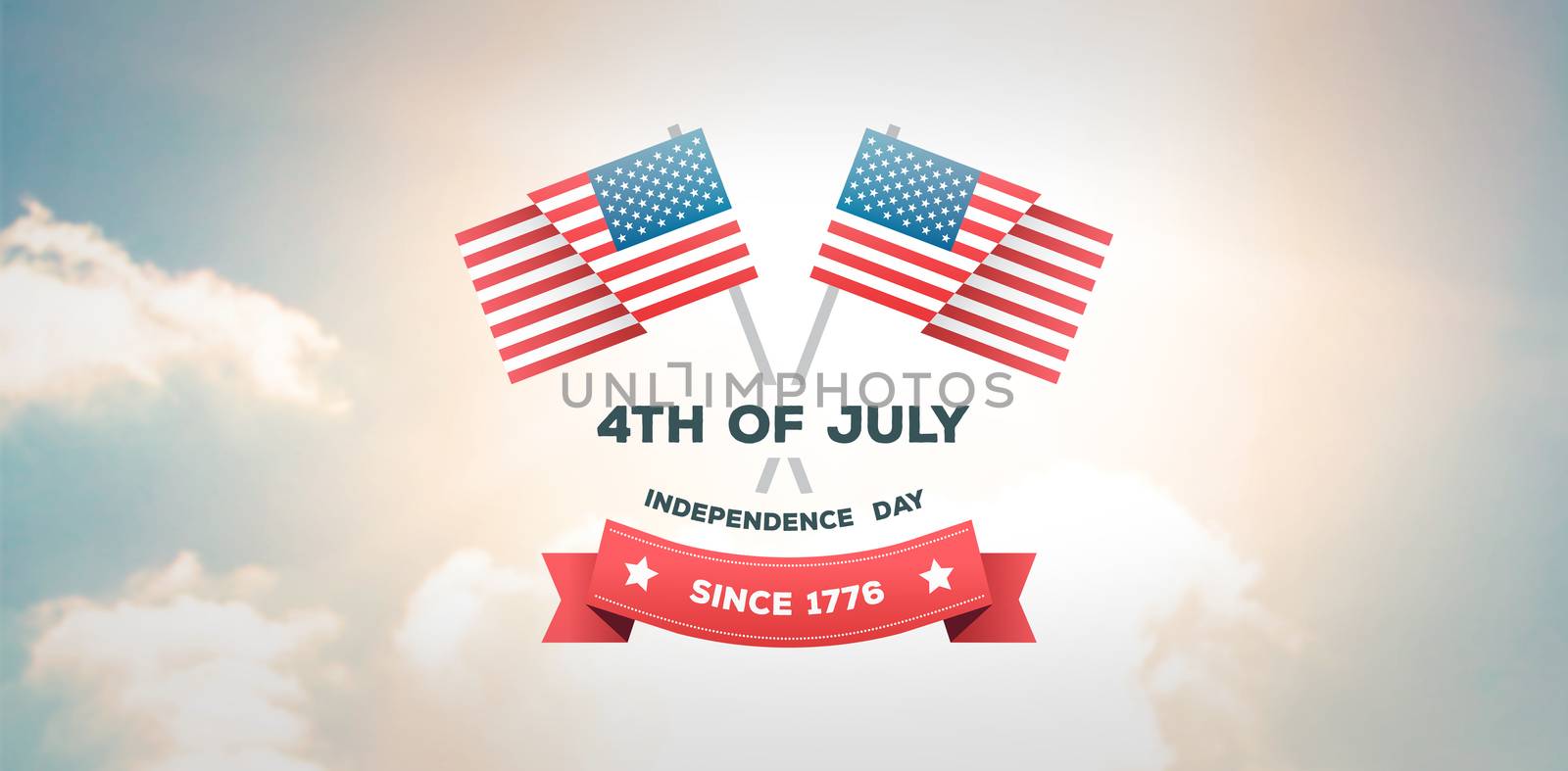 Independence day graphic against sky
