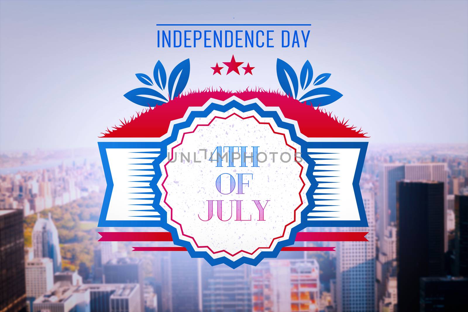 Independence day graphic against new york