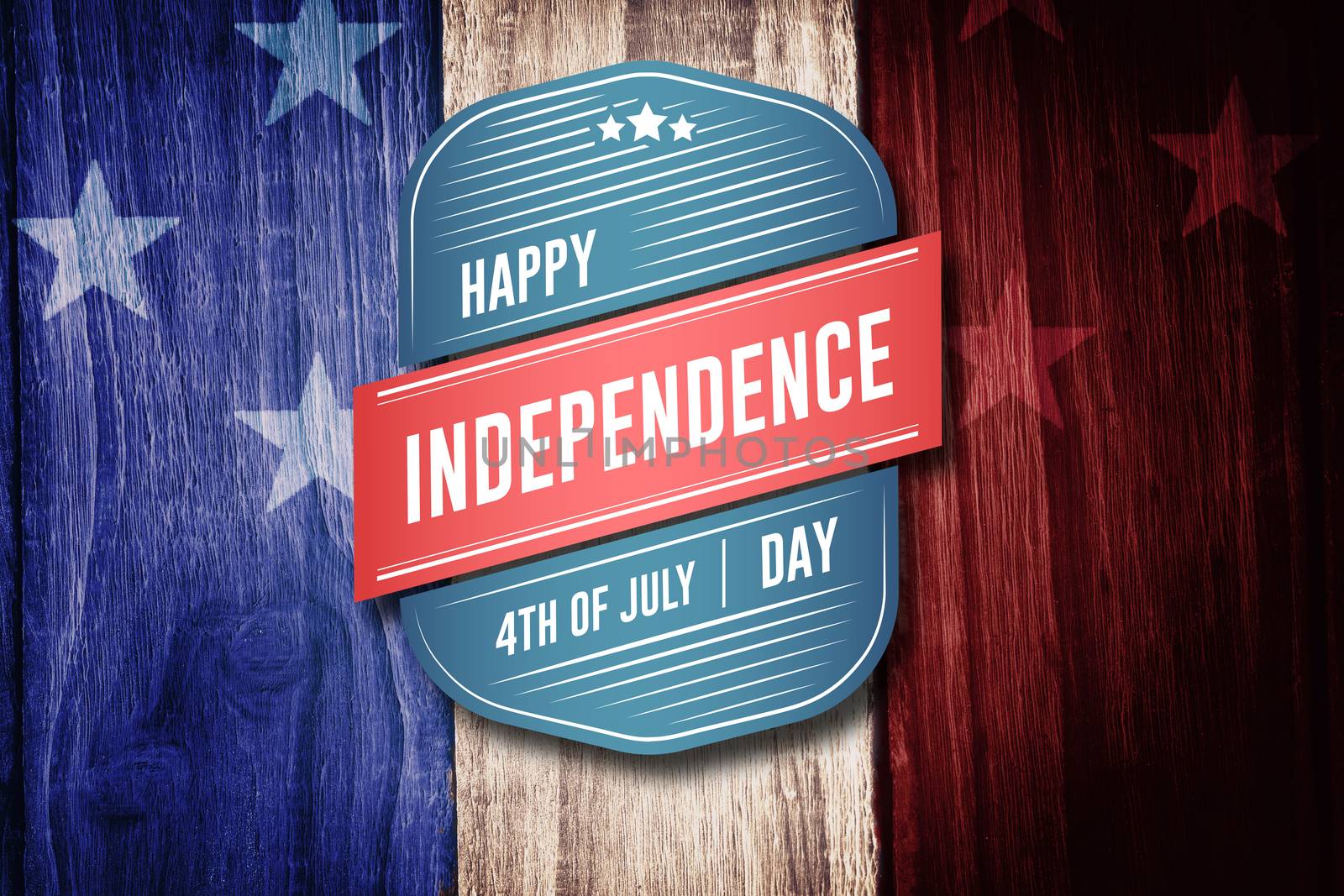 Independence day graphic against wooden table