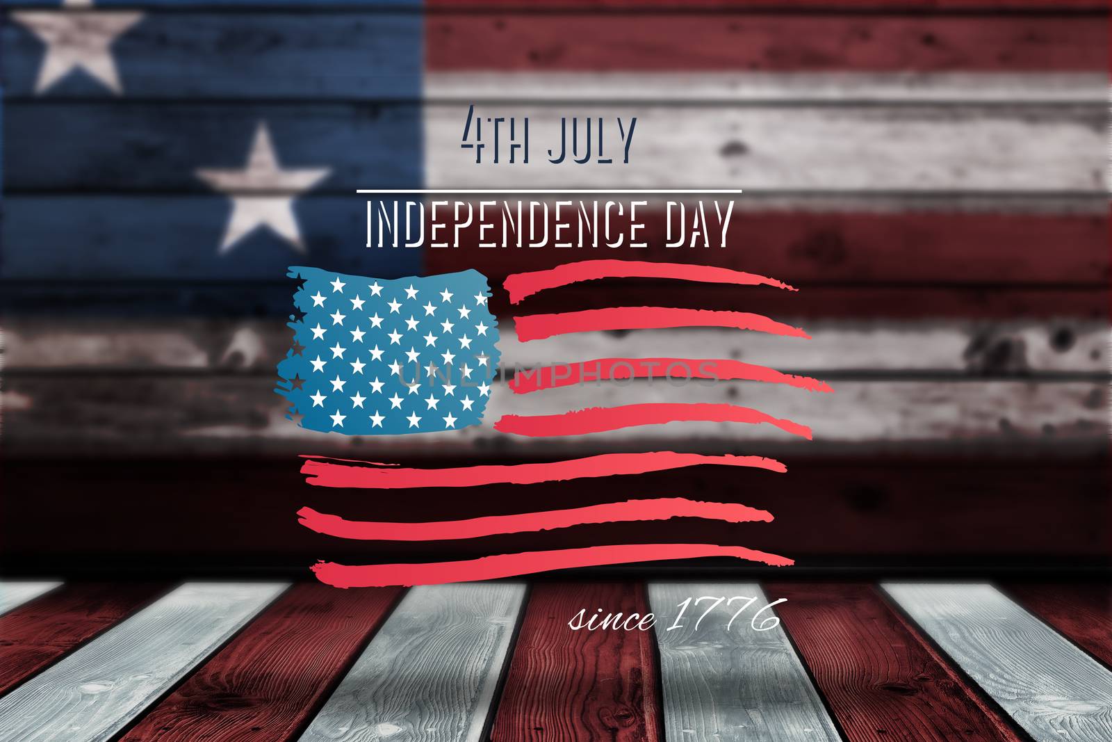 Independence day graphic against usa national flag