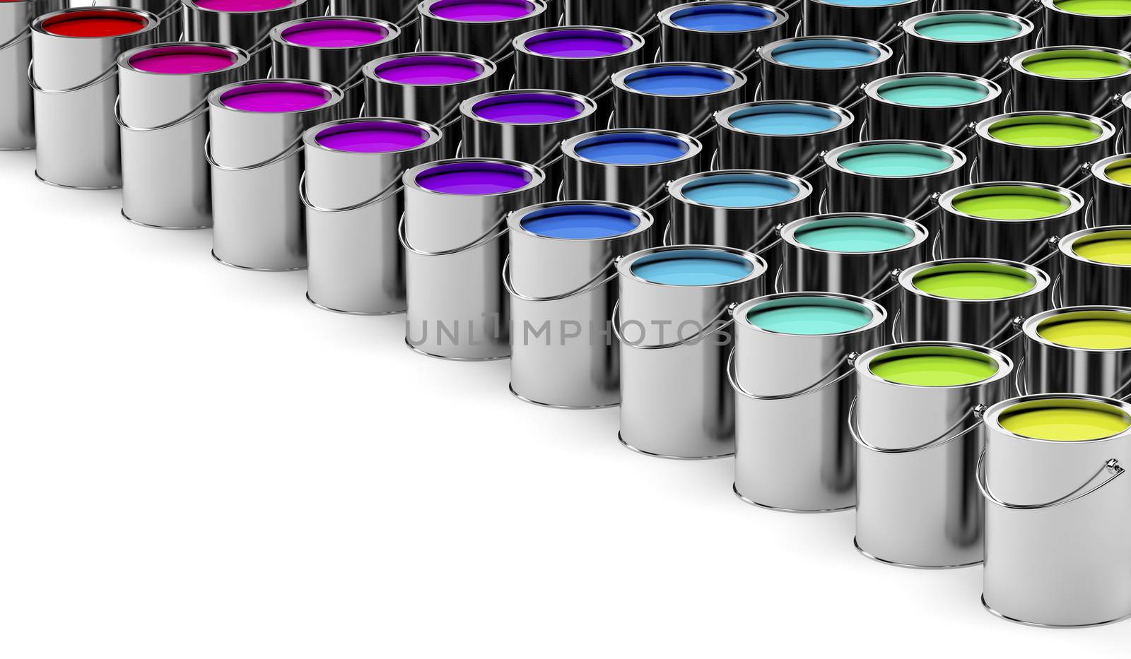 Paint cans with different colors