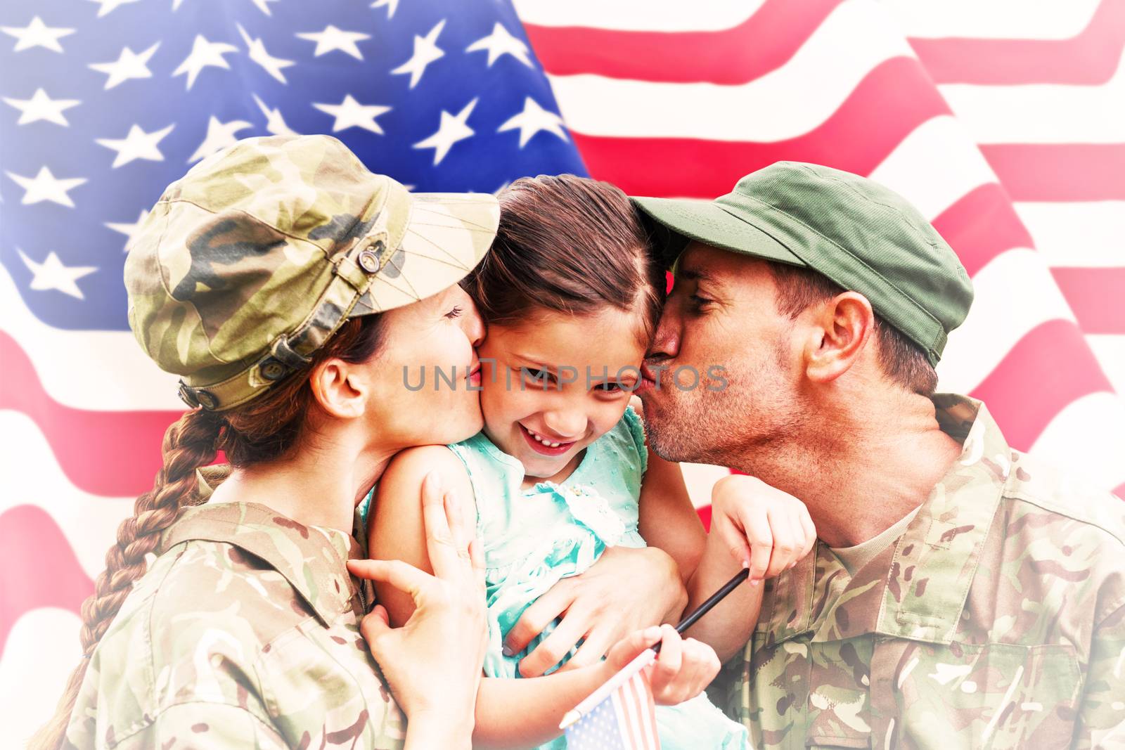 Composite image of soldiers reunited with daughter by Wavebreakmedia