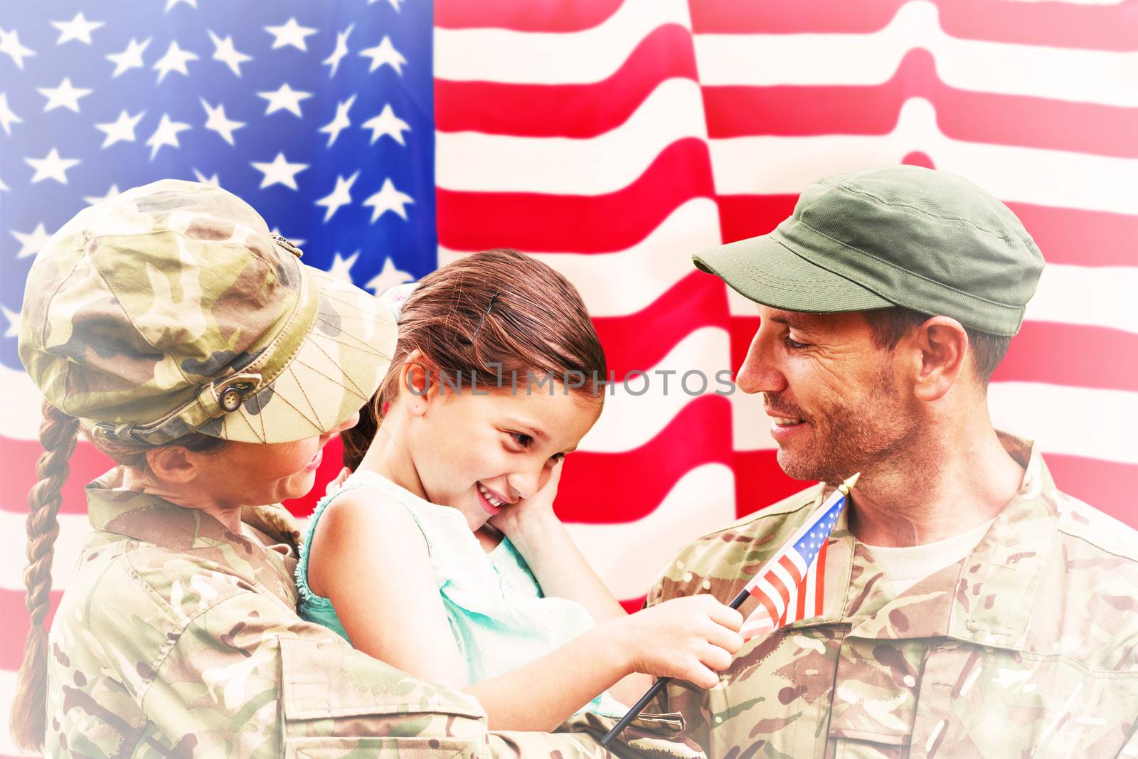 Composite image of soldiers reunited with daughter by Wavebreakmedia