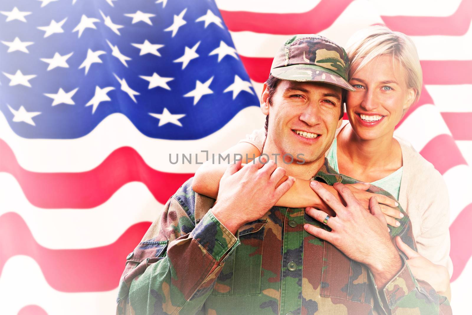 Composite image of army wife reunited with husband by Wavebreakmedia