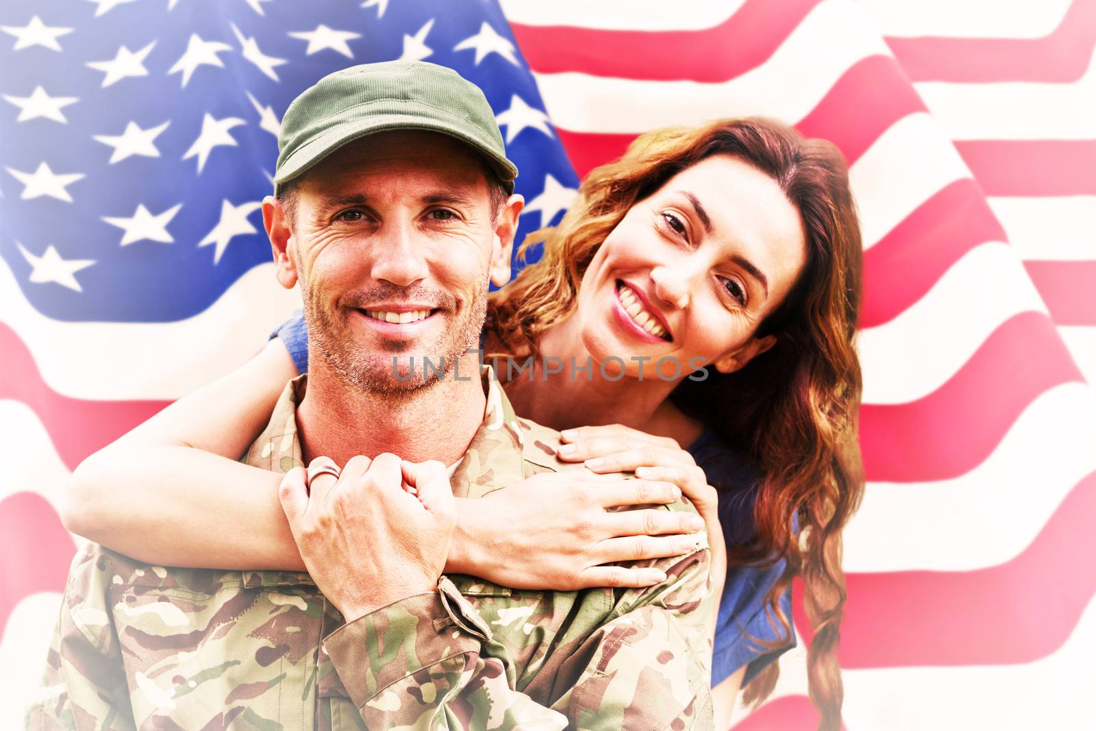 Composite image of soldier reunited with partner by Wavebreakmedia