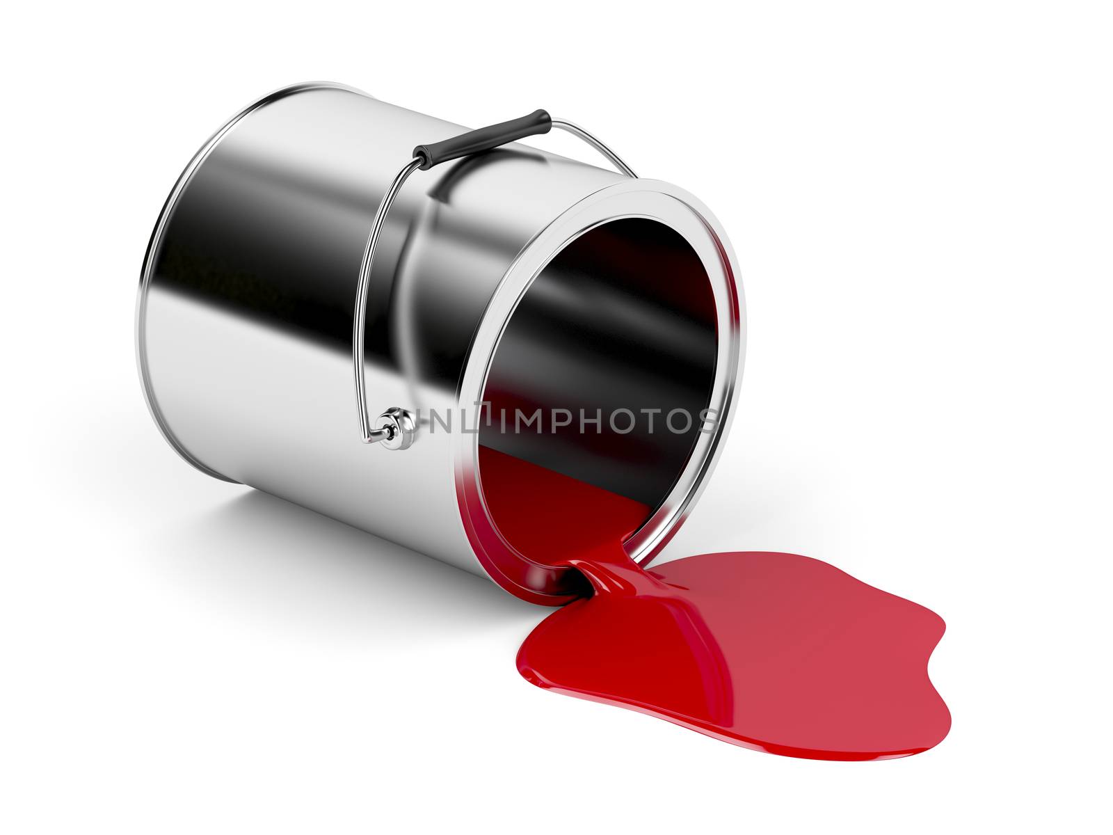 Red spilled paint from metal canister